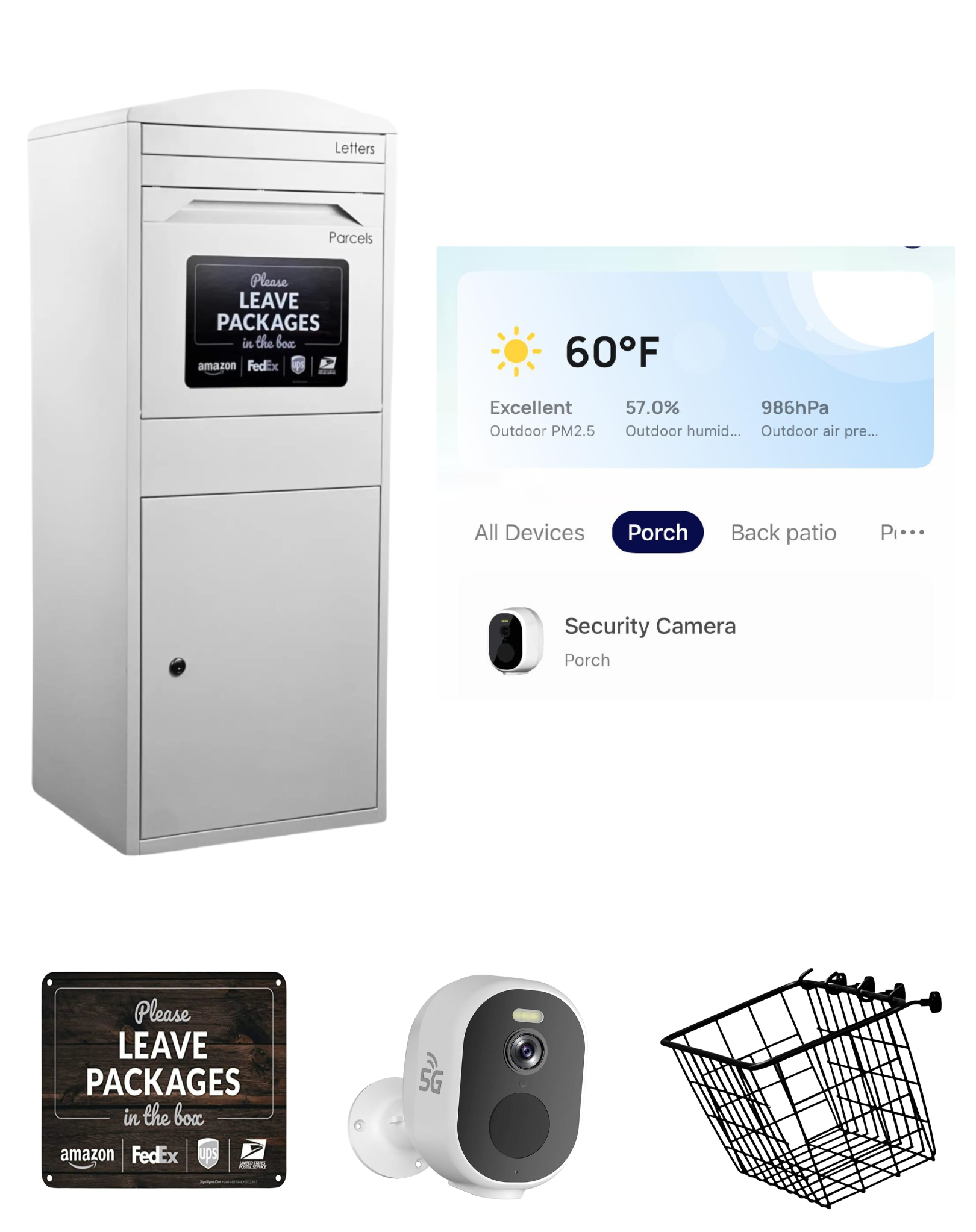 Extra Large Luxry Parcel Box with Video Surveillance Camera - Bundle Package - White