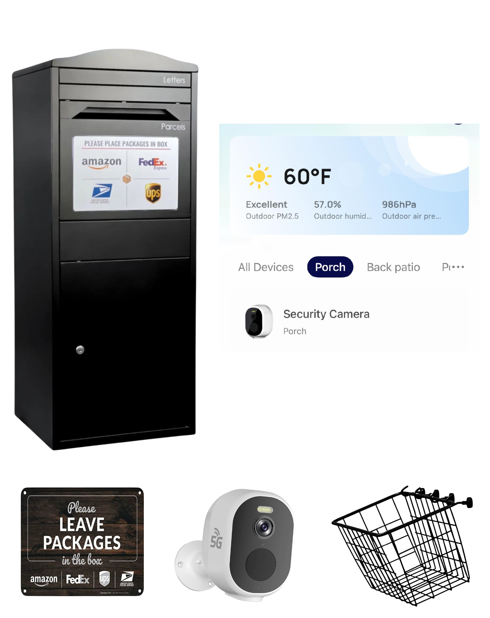 Extra Large Luxry Parcel Box (Black) with Video Surveillance Camera - Bundle Package - $30/month payment option
