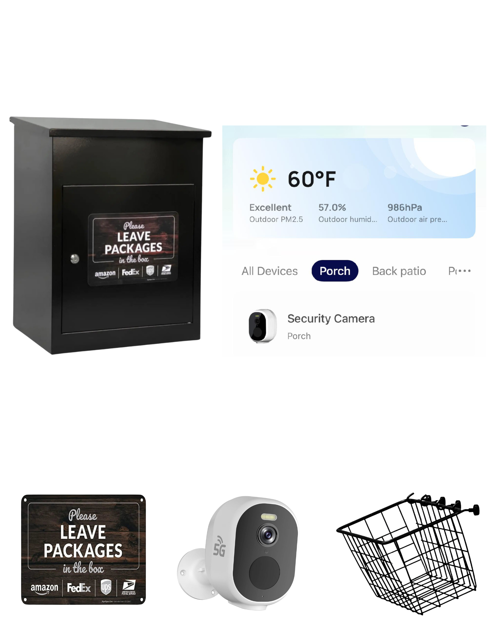 Parcel Box with Video Surveillance Camera - Bundle Package -Black