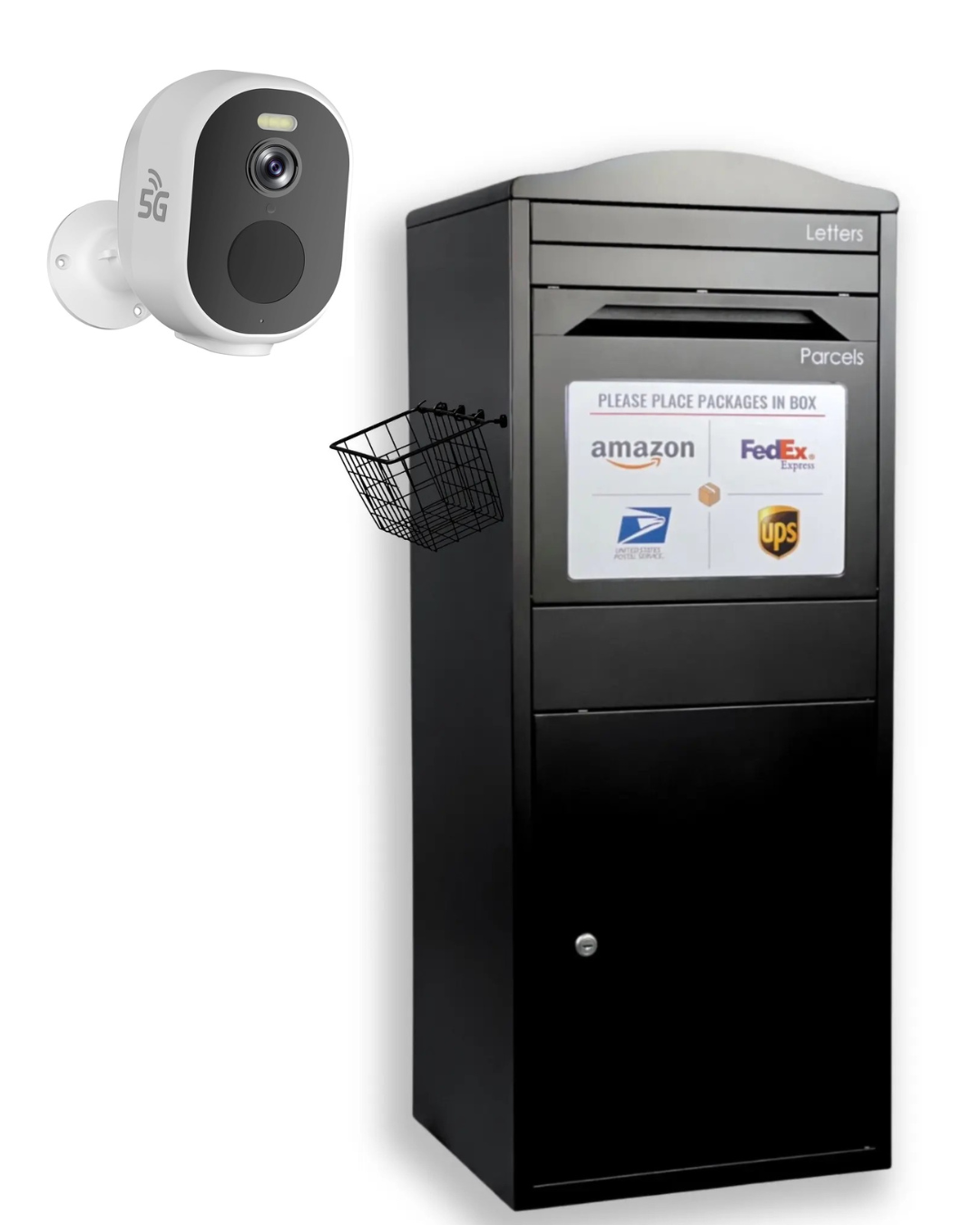 Black - Luxry Parcel Box with Video Surveillance Camera - Bundle Package